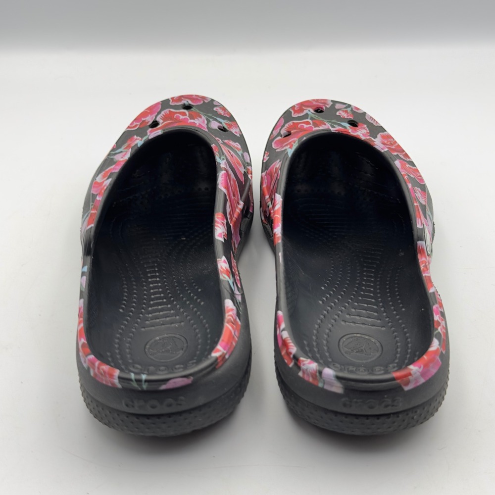 Crocs Freesail Clog Black Red Pink Rose Floral Print Slip On Shoes Womens 8 - Picture 4 of 10